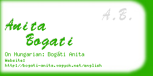 anita bogati business card
