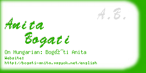 anita bogati business card